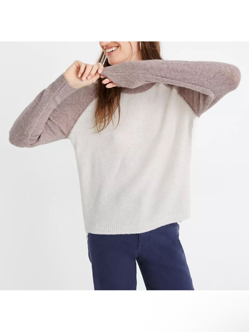MADEWELL Colorblock Allister Pullover Sweater in Coziest Yarn L